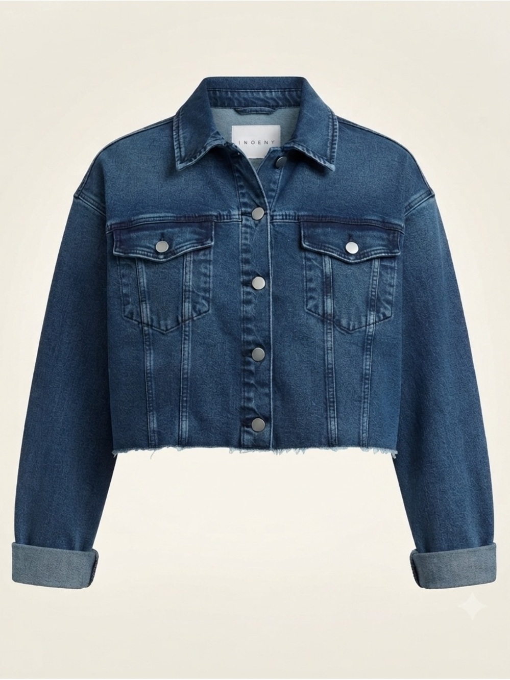 dolan Cropped Denim Jacket in Dark Blue